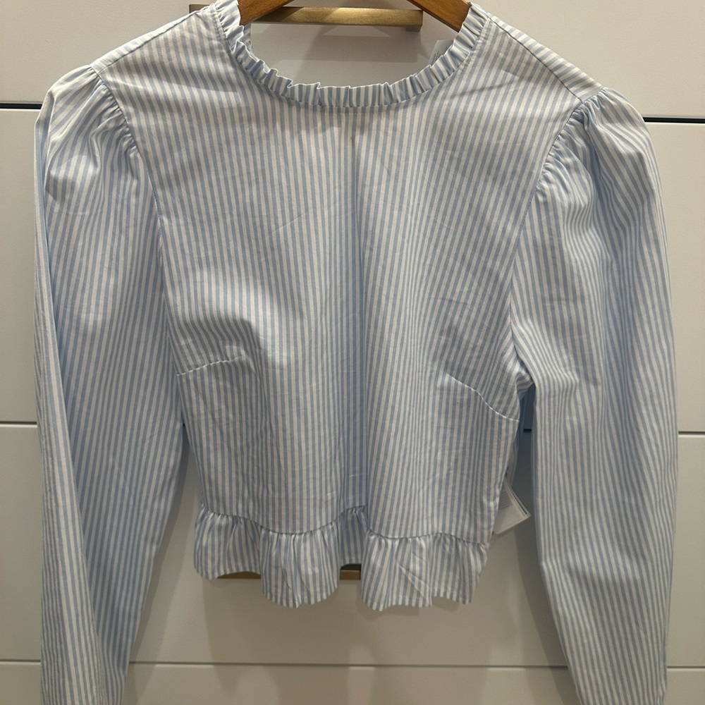 H&M Light Blue Striped Blouse